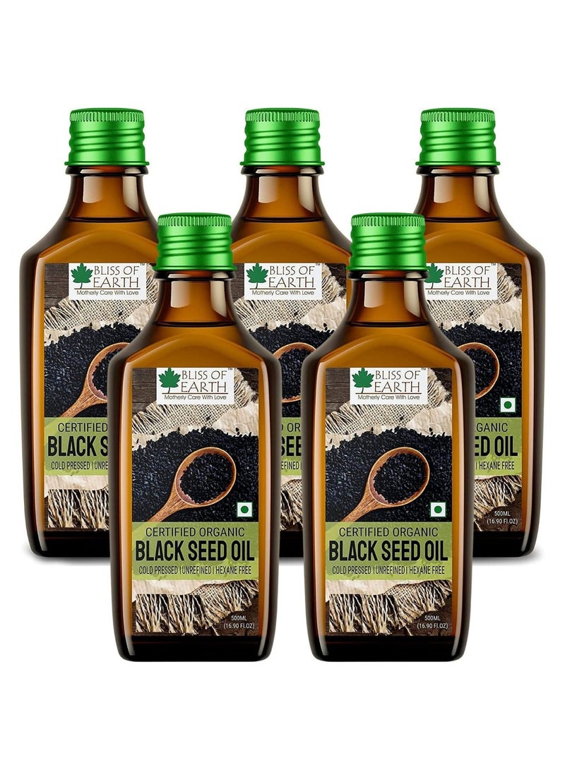 500ml Organic Black Seed Kalonji Oil For Eating & Hair Cold pressed & Hexane Free Pack of 5