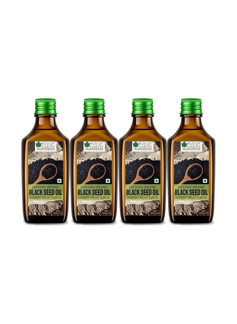 500ml Organic Black Seed Kalonji Oil For Eating & Hair Cold pressed & Hexane Free Pack of 4