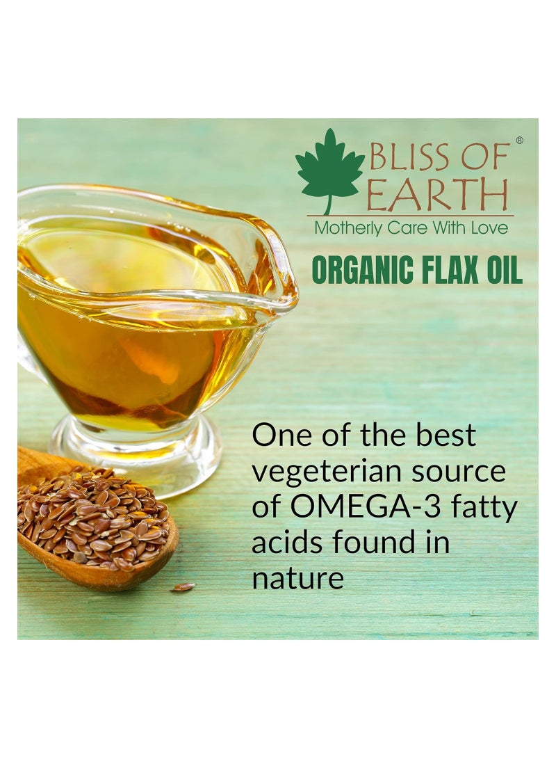 Bliss of Earth 500ML Flaxseed oil Pure natural organic plant based OMEGA rich cold pressed Hexane Free for Healthy Hair & Skin Pack of 2