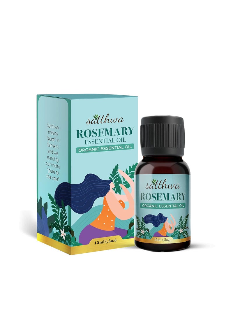 Satthwa Rosemary Essential Oil 100% Pure and Organic for Healthy Hair Scalp Hair Roots 15ml