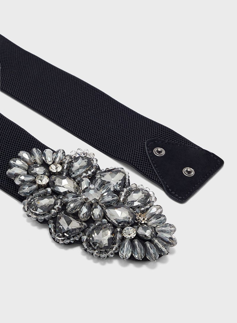 Statement Jeweled Elastic Belt