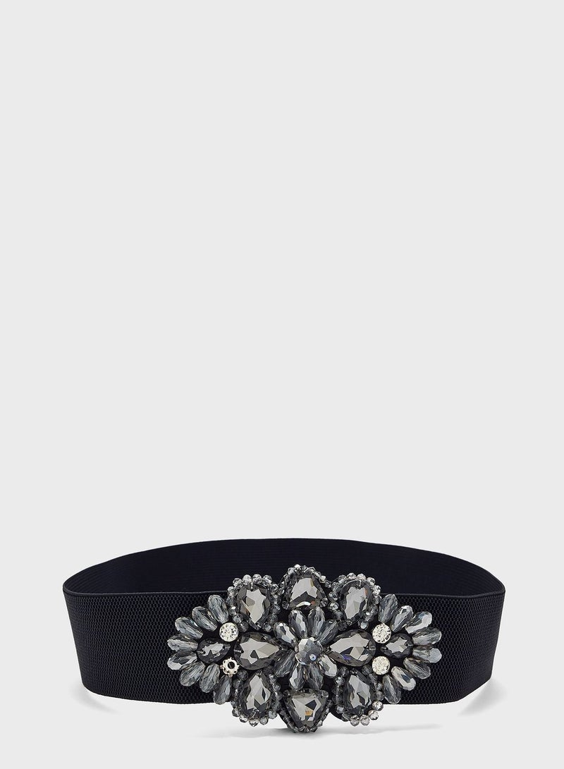 Statement Jeweled Elastic Belt