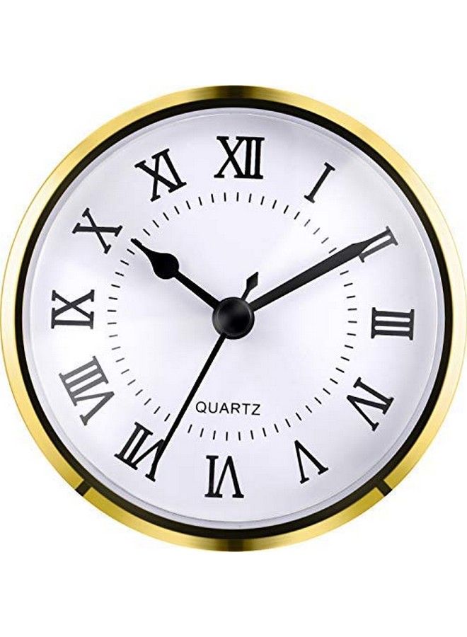 31 2 Inch (90 Mm) Quartz Clock Fitup Insert With Roman Numeral Quartz Movement (Gold Trim)