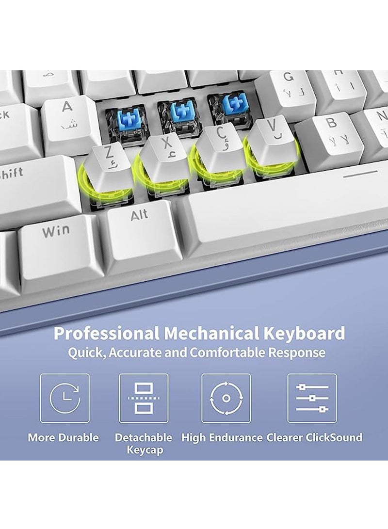 Arabic English Mechanical Gaming Keyboard with RGB LED Rainbow Backlit USB Wired E-sport Waterproof 87 Keys Keyboard for Windows MacOS Android PC Gamers
