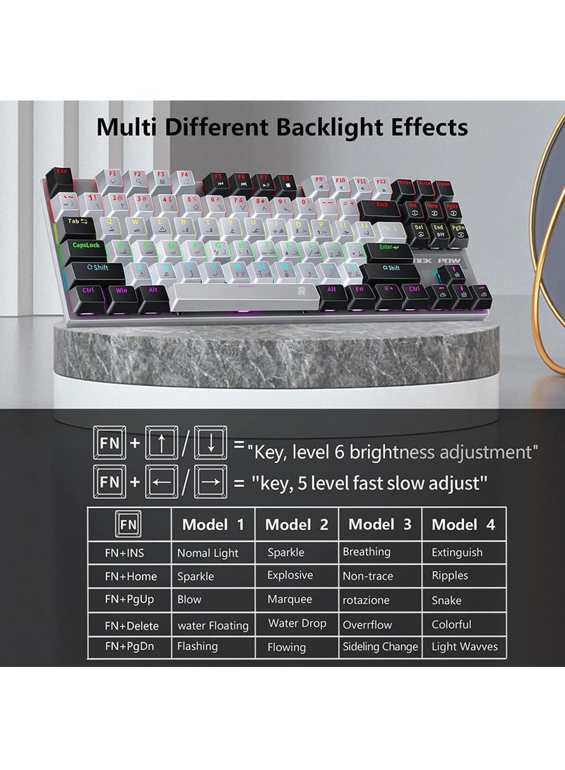 Arabic English Mechanical Gaming Keyboard with RGB LED Rainbow Backlit USB Wired E-sport Waterproof 87 Keys Keyboard for Windows MacOS Android PC Gamers