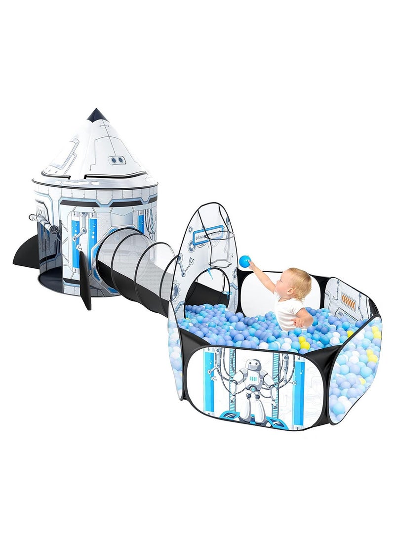 COOLBABY 3 in 1 Kids Play Tent Tent Tunnel Three Piece Set Baby Ball Pit Toddler Tunnel Spaceship Tent Kids Pop Up Tent