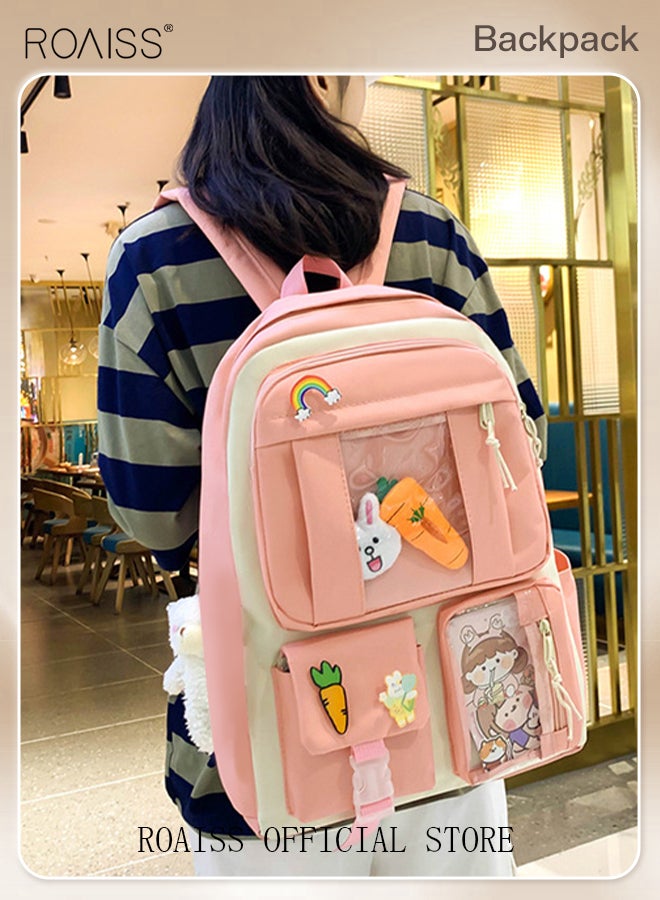 4-Piece Set of Cute Backpack Women's Bag Lightweight Elementary School Students Girls Large Capacity Children's School Bag