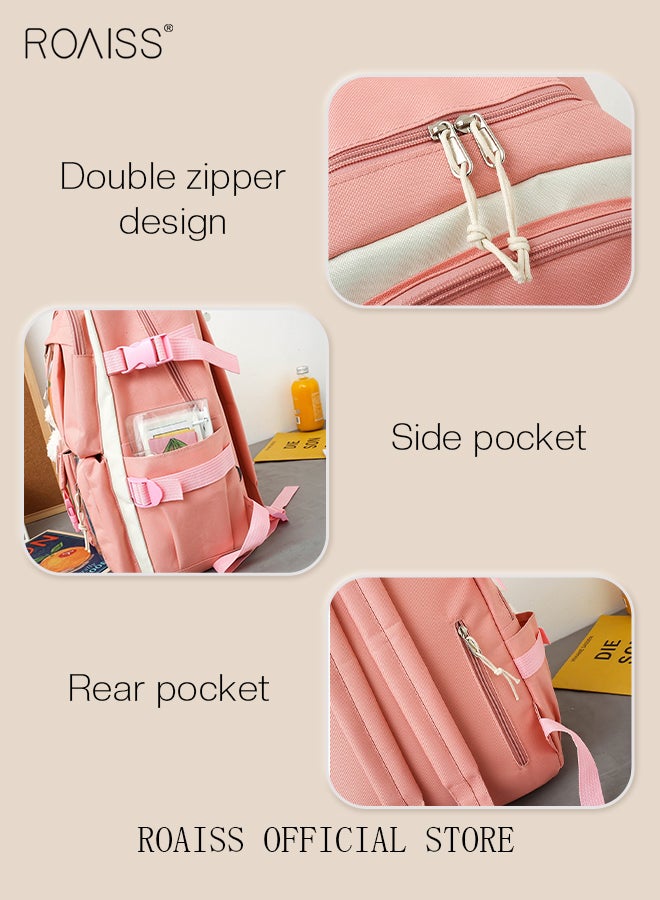 4-Piece Set of Cute Backpack Women's Bag Lightweight Elementary School Students Girls Large Capacity Children's School Bag