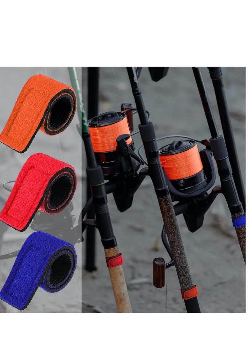 12 pcs Fishing Rods Belts, Pole Strap Stretchy Rod Holder Elastic Tackle Tie Casting for and Fly Rod, Ties Straps, 6 Color