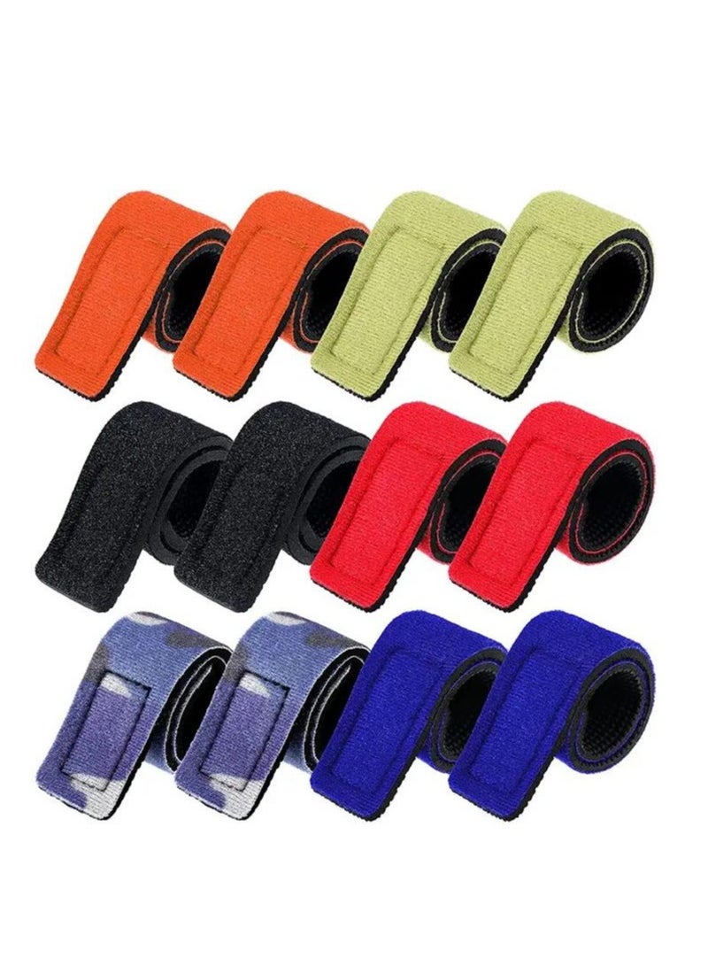 12 pcs Fishing Rods Belts, Pole Strap Stretchy Rod Holder Elastic Tackle Tie Casting for and Fly Rod, Ties Straps, 6 Color
