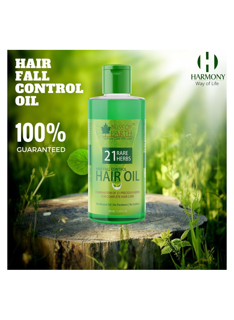 Bliss of Earth Hair Fall Control Hair Oil With 21 Rare Herbs 4x100ML