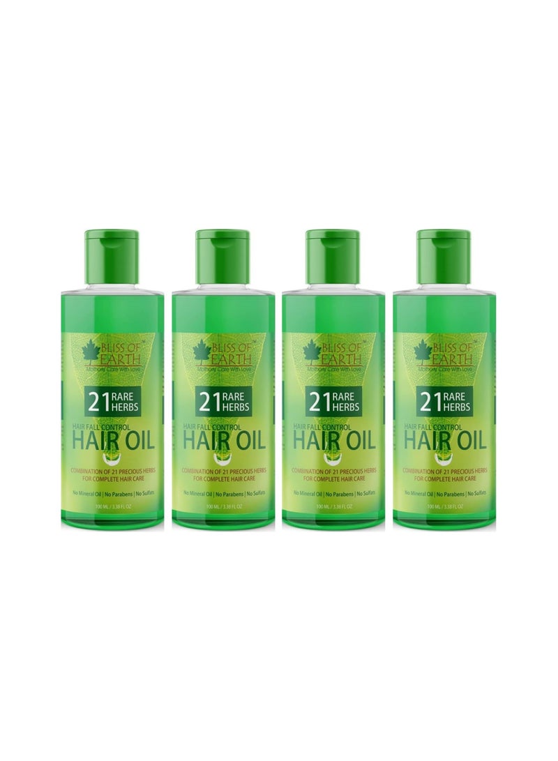 Bliss of Earth Hair Fall Control Hair Oil With 21 Rare Herbs 4x100ML