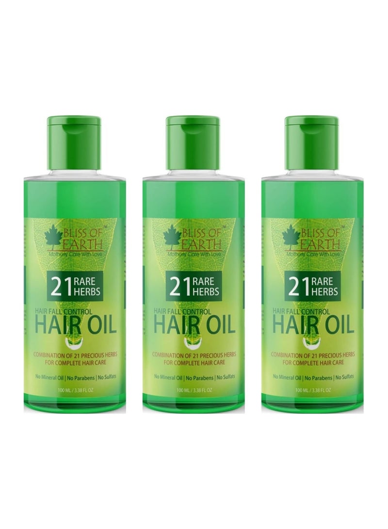 Bliss of Earth Hair Fall Control Hair Oil With 21 Rare Herbs 3x100ML