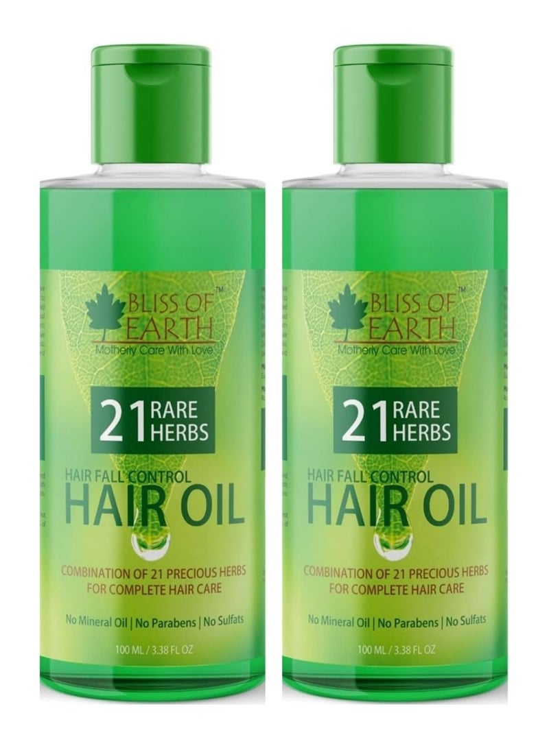 Bliss of Earth Hair Fall Control Hair Oil With 21 Rare Herbs 2x100ML