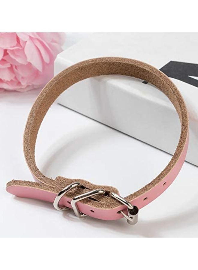 Classic Genuine Leather Dog Collar Soft Wide Heavy Duty Collars with Durable Metal Hardware D-Ring Dog Collar : leather