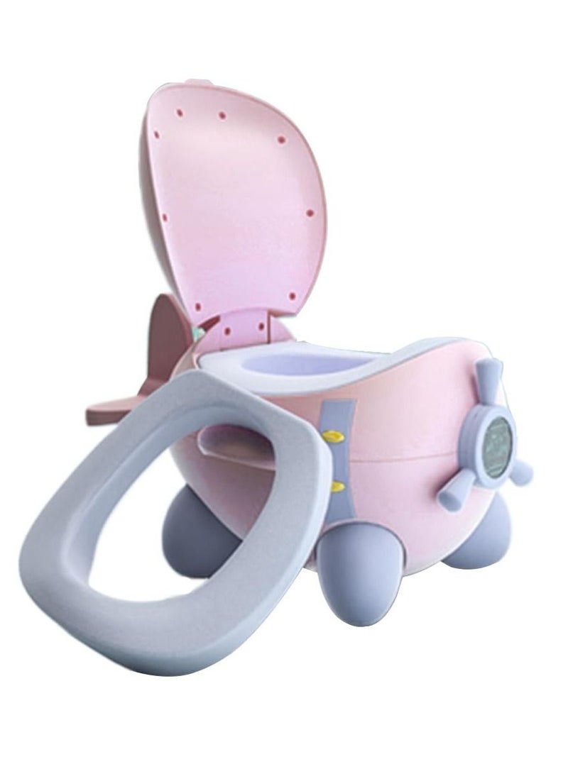 Potty Training Toilet,Children's toilet, Toddler Potty Chair with Soft Seat, Removable Potty Pot,Little airplane Toilet Seat Potty (pink)