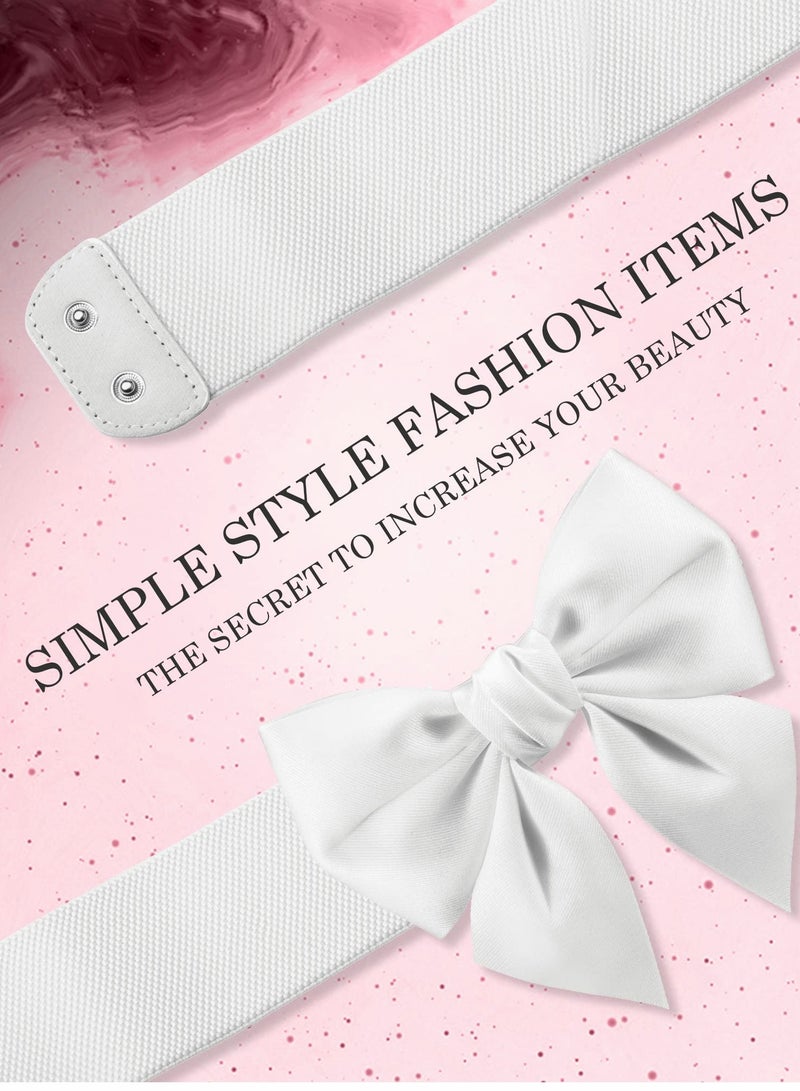Wide Elastic Belt Women's Bowknot Belt Ladies Stretchy Bow Belt for  Party Casual Matching Women Dresses  2 Pcs