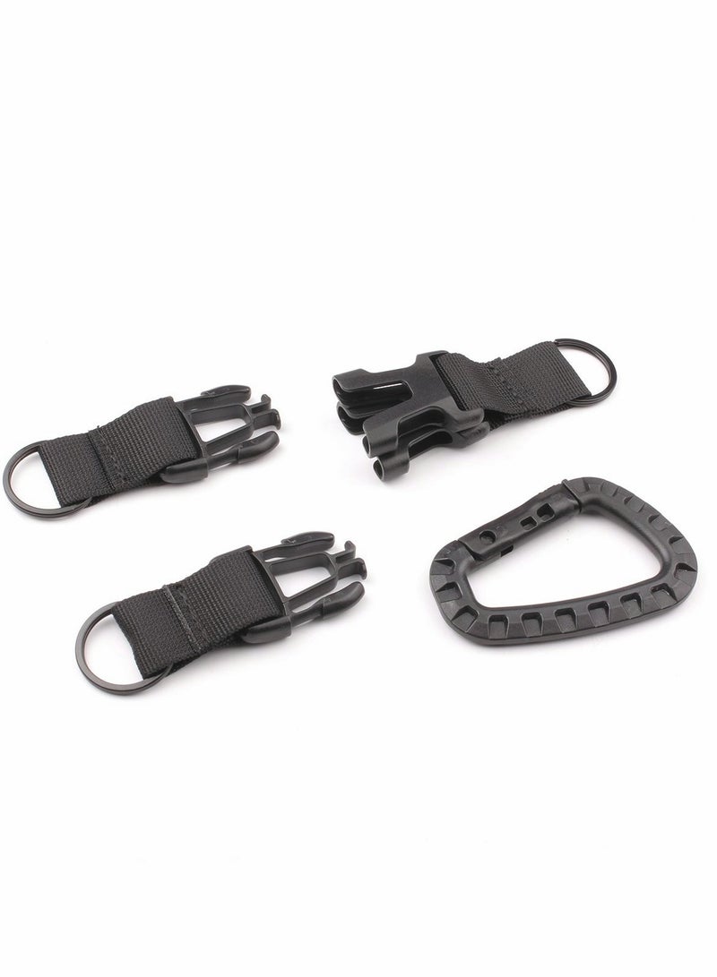 Multifunction Nylon Military Hanging Buckle Tactical Key Hook Webbing Belt Carabiner Clip Handing Belt Clip Backpack Buckle Waist Bag Holder Accessories 4PCS