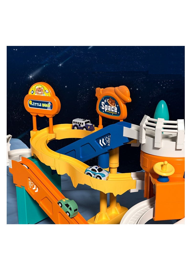 Train Adventure, Electric Parking Building with Magic Tracks Cars, Boys and Girls, Educational Children's Space Rail Car Toy Set