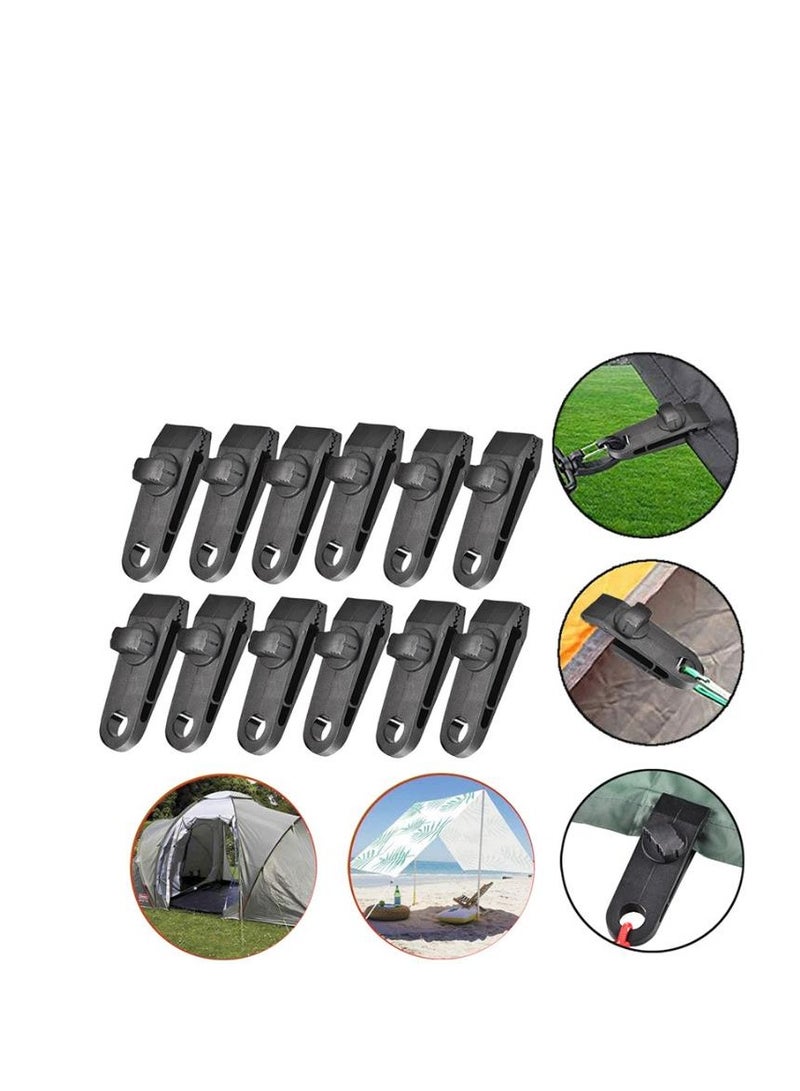 Tarp Clips and Ball Bungee Cords, 40 Pcs Clamps Heavy Duty Lock Grip, Shark Tent Fasteners Clips, Pool Awning Cover Cord Clip, Car Clamp, Clamp for Outdoor Tent(Black)
