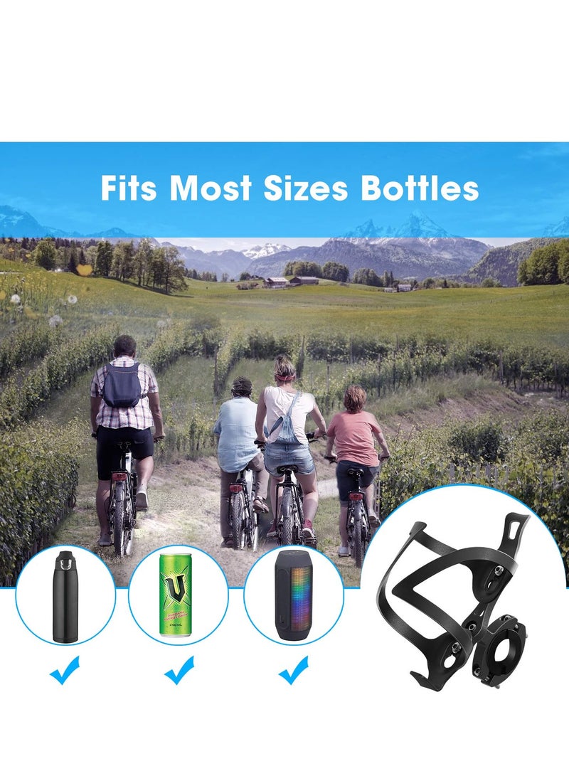 Bike Cup Holder, Bicycle 2-in-1 Bottle Bracket Aluminum Alloy Water Bottle Cage Universal Rotation Cup Drink Holders for Bike