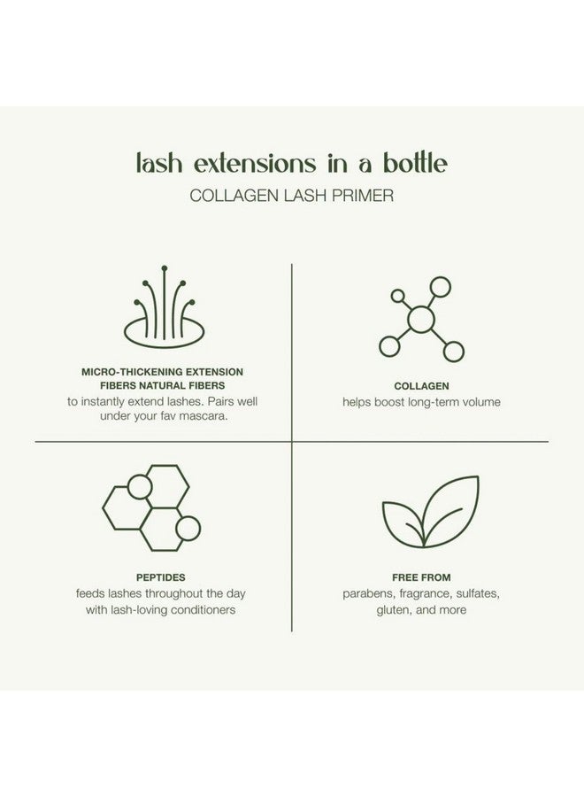 Conditioning Collagen Fiber Primer ; Lash Extender & Thickening Serum Volume Boosting With Collagen, Nanopeptide Complex, Panthenol Lash Mascara Feathery Long Full Eyelashes .27Oz