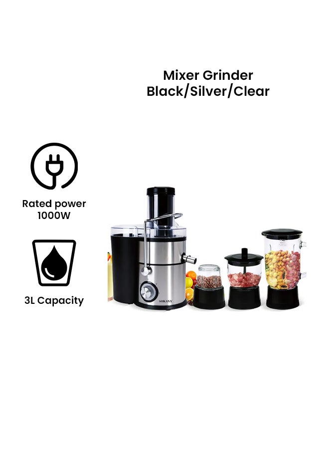 4-In-1 Mixer Juicer 3.0 L 1000.0 W Sokany-SK629 Black/Silver/Clear