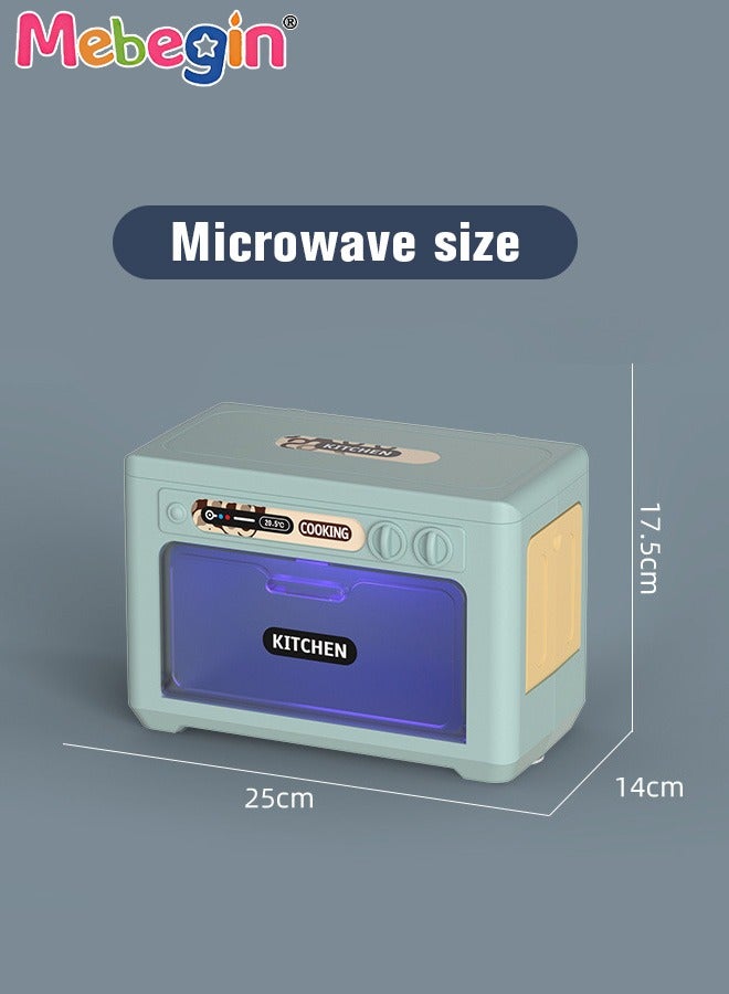 22 Pcs Oven Playset, Kids Kitchen Toys Set, Realistic Pretend Play Appliance with Cooking Sounds and Color-changing Food Models, Expandable Microwave Toy, Ideal Gift for Kids, 25*14*17.5cm