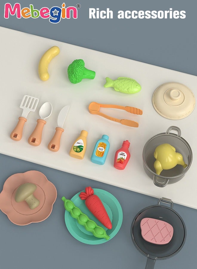 22 Pcs Oven Playset, Kids Kitchen Toys Set, Realistic Pretend Play Appliance with Cooking Sounds and Color-changing Food Models, Expandable Microwave Toy, Ideal Gift for Kids, 25*14*17.5cm
