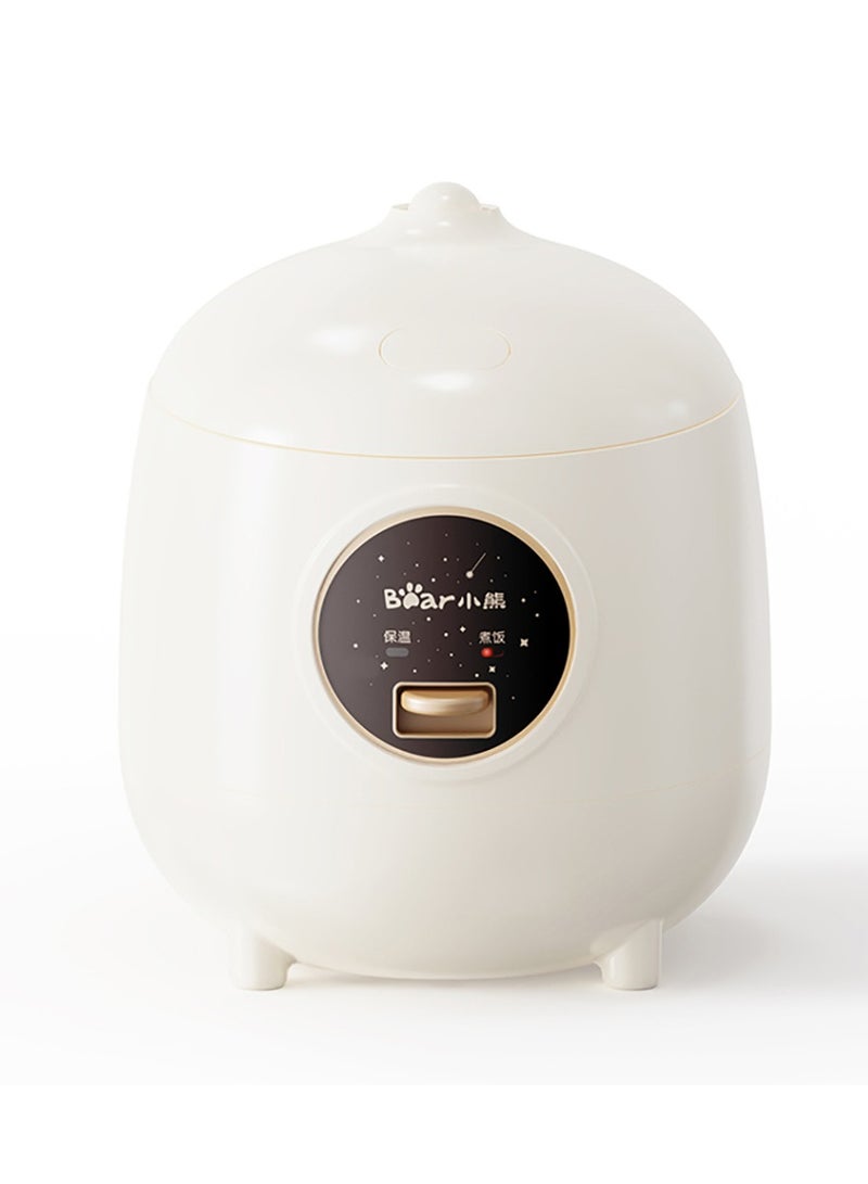 Rice Cooker 1.2L Non-stick Coating BPA Free Portable Electric Mini Rice Cooker One Button to Cook and Keep Warm Function Off-White CN Plug Type