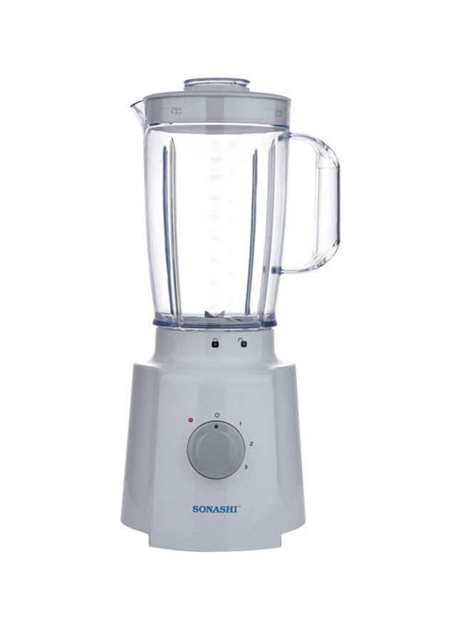 3 in 1 Blender - Powerful Motor with 3 Speed Setting and Pulse Control | Transparent and Unbreakable Jars with Stainless Steel Blade | Featured with Overheat Protection and Safety Lock System 1.6 L 650 W SB-133N White/Clear