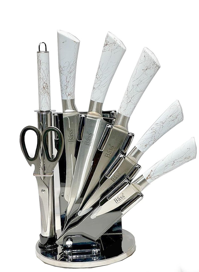 knife Set 8Pcs With Stand white Bass