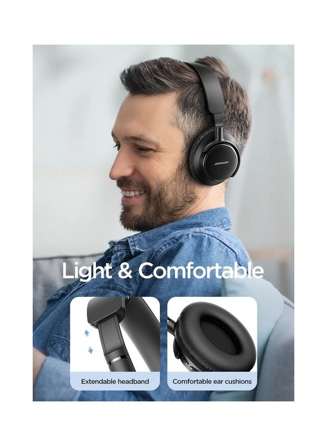 Wireless On-Ear Headphones with Pure Bass Sound, Noise Cancelling Microphone, 10H Long Battery Life, Speed Charge via Fast USB Type-C, Multi-Point Connection, Voice Assistant, Light & Comfortable, Wired/Wireless Modes, CE Certified - 1 Year UAE Warranty Black