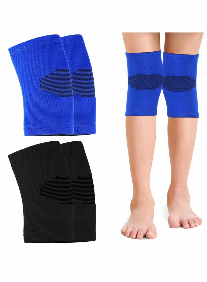 Kids Knee Sleeve Kids Knee Brace Children Knee Support Kids Knee Compression Sleeve Child Knee Pads for Basketball, Volleyball, Sports, Blue and Black (Small) 2 Pairs