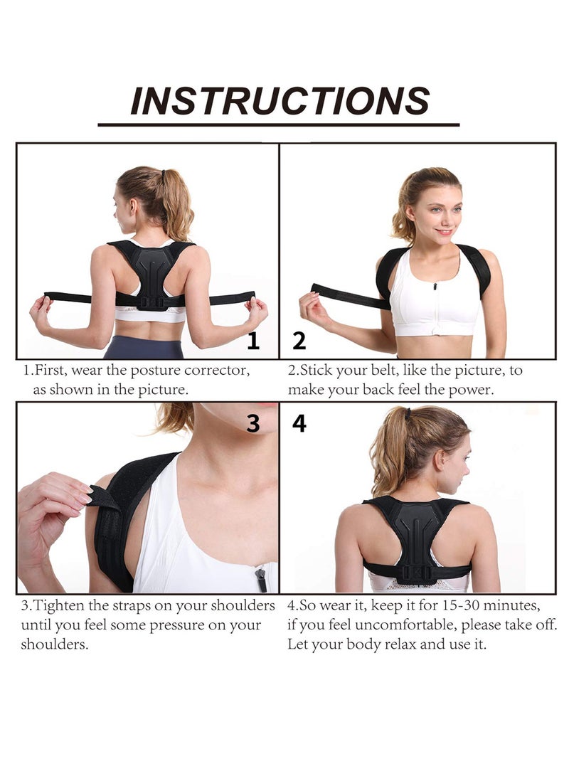 Posture Corrector for Women and Men, Adjustable Shoulder Straps Back Brace/Back Straightener / Posture Trainer Effective for Neck, Shoulder, Upper Back Pain Relief and Posture Trainer (Large)