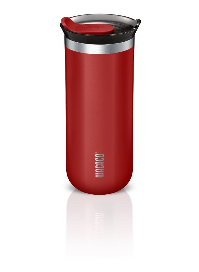 Octaroma GRANDE Vacuum Insulated Mug (435ml) - Double Wall Stainless Steel Coffee Travel Tumbler w/ Leakproof Drinking Lid, Reusable, Washable, BPA-Free, Hot & Cold - Red