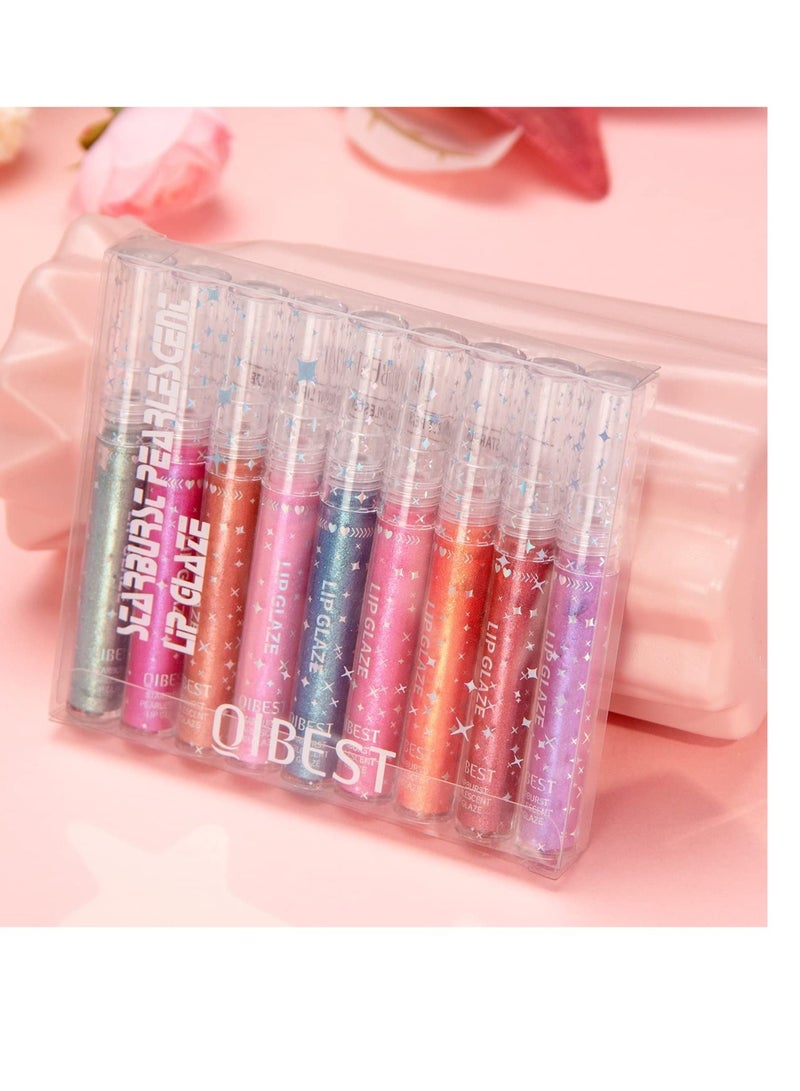 9 Colors Glitter Liquid Lipsticks, Waterproof Long Lasting Non-Stick Cup Liquid Lipgloss, Matte Moisturizing Liquid Lipsticks, Suitable for Women Beauty Cosmetics Makeup