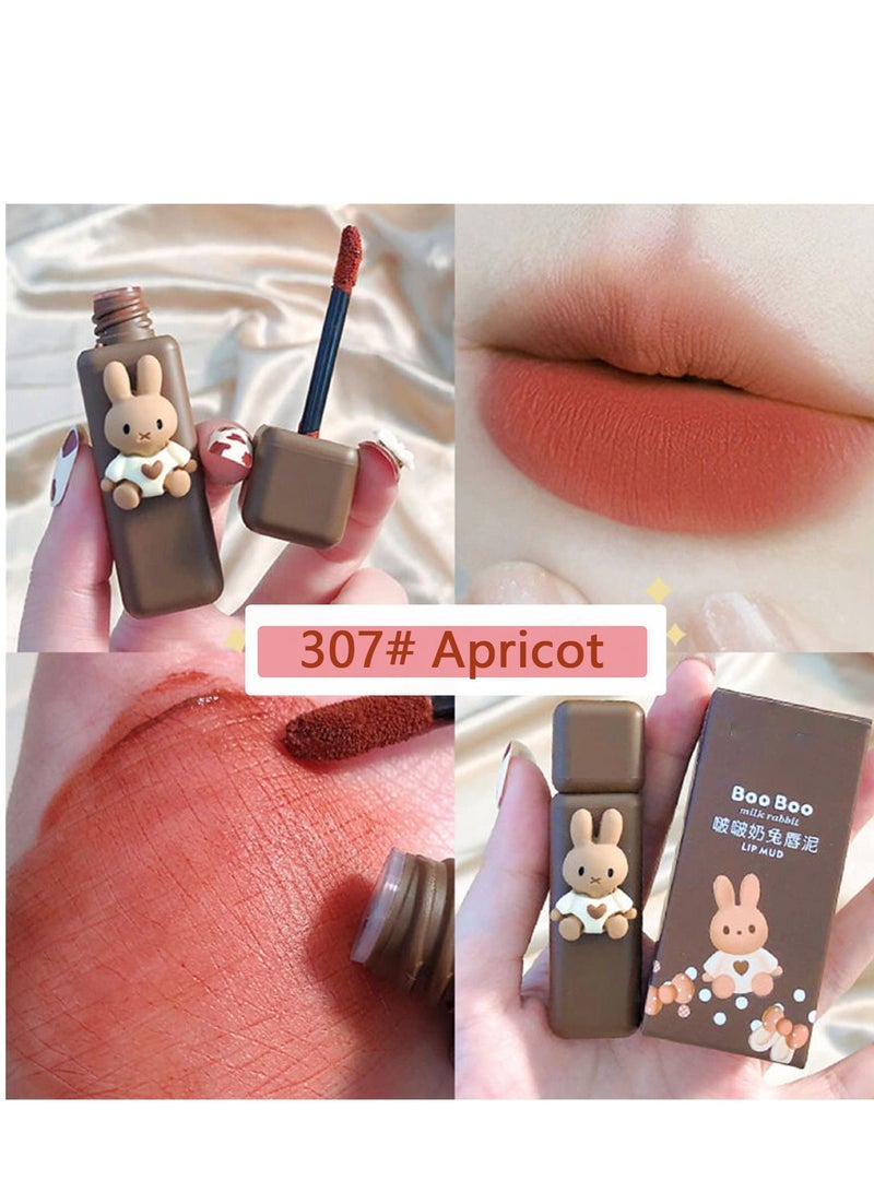 4 PCS Rabbit Mist Matte Velvet Lipstick, Non Stick Cup Waterproof Lip Makeup, Lightweight Soft Smooth Lip Mud, Suitable for Girl Women Gift