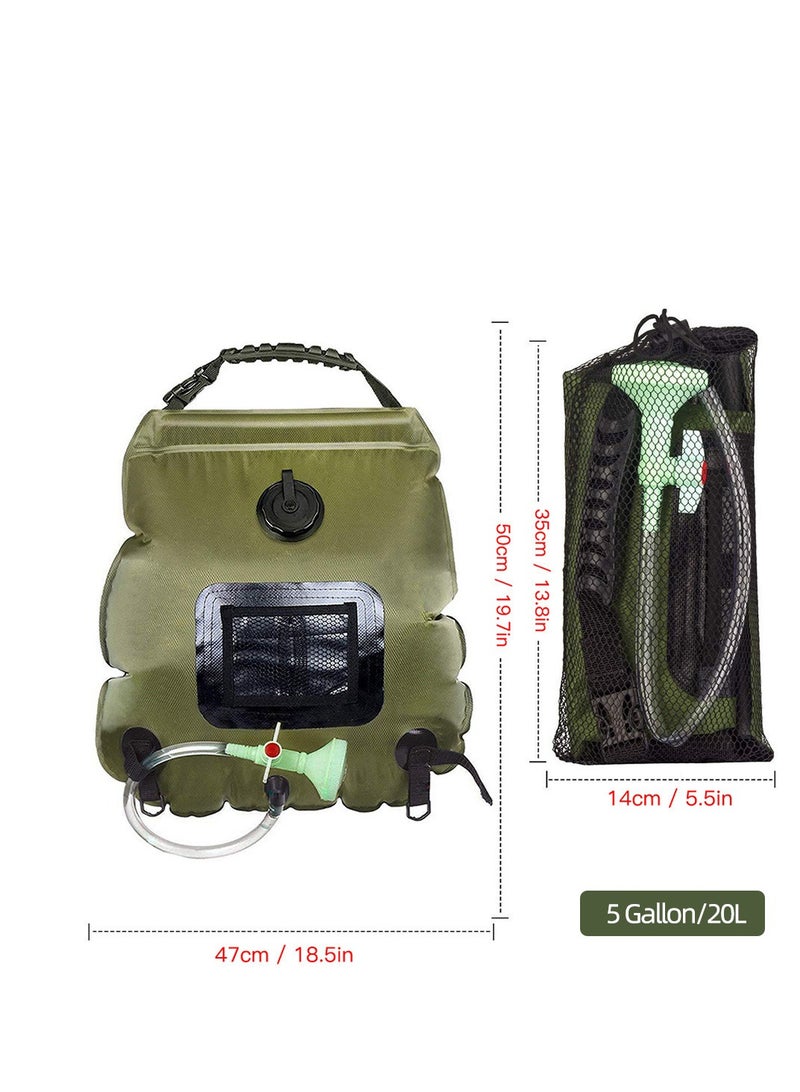 Solar Shower Bag, Durable 5 Gallons/20 L Solar Heating Camping Shower Bag with Removable Hose and On-Off Switchable Shower Head for Camping Beach Swimming Outdoor Traveling Hiking