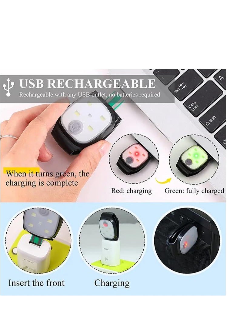 Running Lights, 2-Pack Runners Reflective Safety Lights Gear, USB Rechargeable LED Clip-On with and Joggers for Camping Hiking Outdoor Adventures