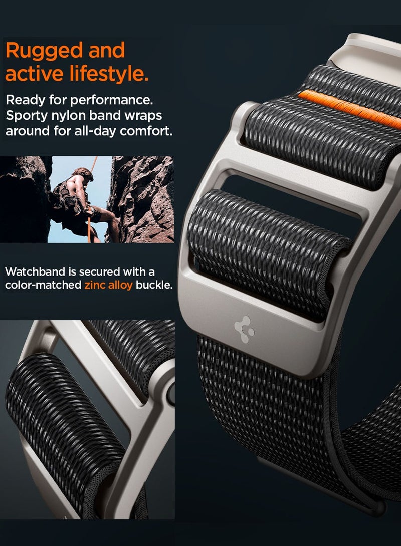 DuraPro Flex Ultra Band for Apple Watch Ultra 2 / Ultra (49mm) / Apple Watch 45mm/44mm/42mm (Series 9/8/SE2/7/6/SE/5/4/4/3/2/1) Adjustable Solo Loop Nylon Strap - Black