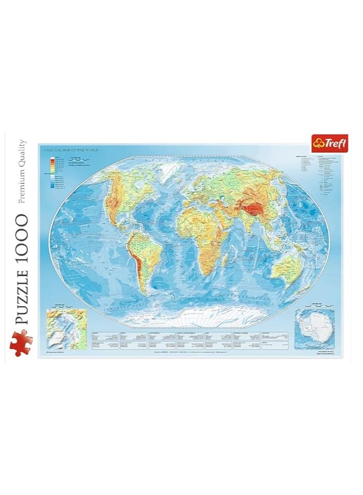 Trefle Puzzle 1000 Piece- Physical Map of the World