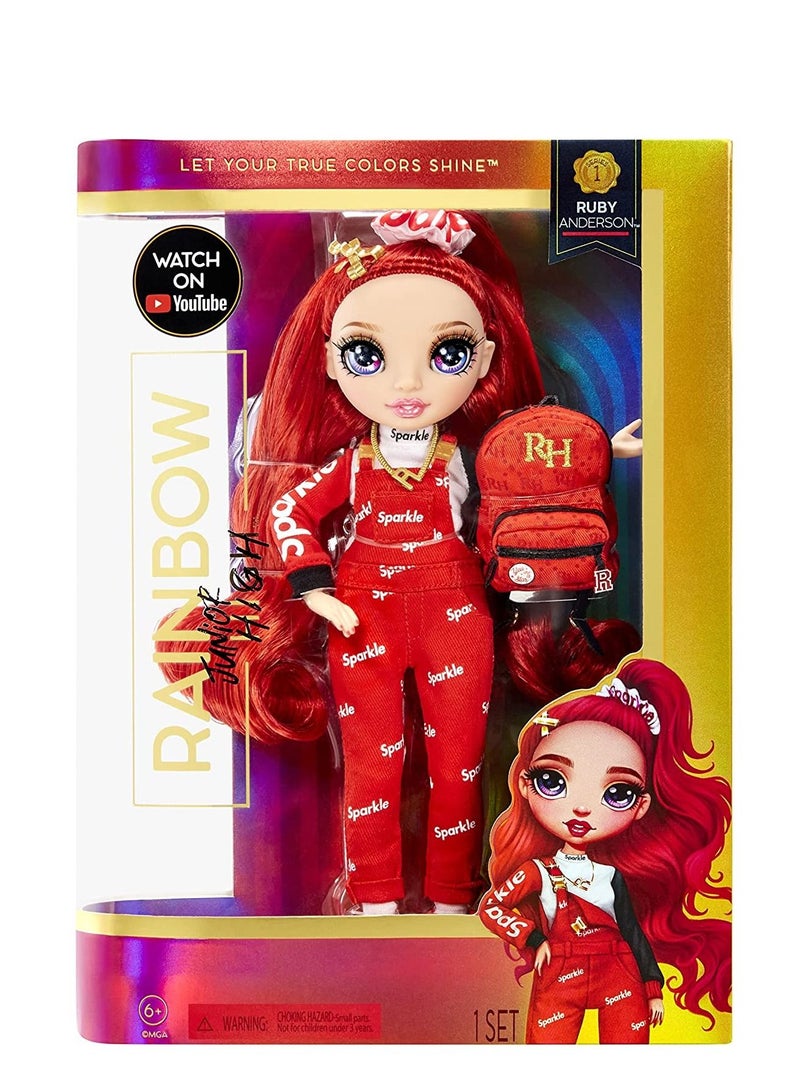 Rainbow High Junior High Fashion Ruby Anderson- 9-inch RED Fashion Doll with Accessories