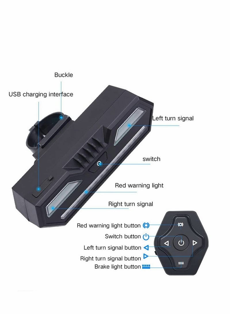 Bike Tail Light with Wireless Remote Control, USB Rechargeable Ultra Bright Waterproof Bicycle Taillight for Cycling Safety Warning