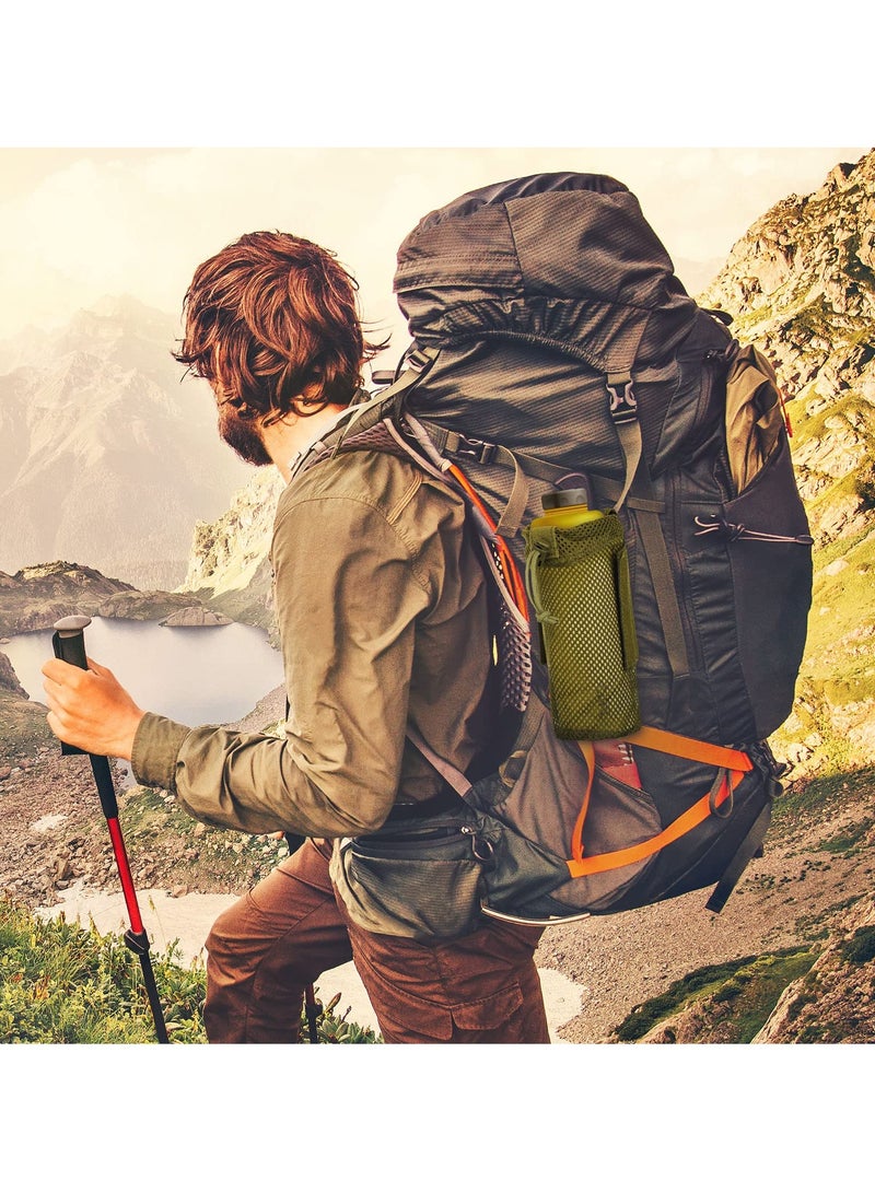 3 Pcs Adjustable Water Bottle Pouch, Molle Tactical Storage Mesh Bag For 17 Oz Drink Cup Lightweight Foldable Mesh Water Bottle Holder For Backpack Travel Bag (Brown, Army-Green, Black)