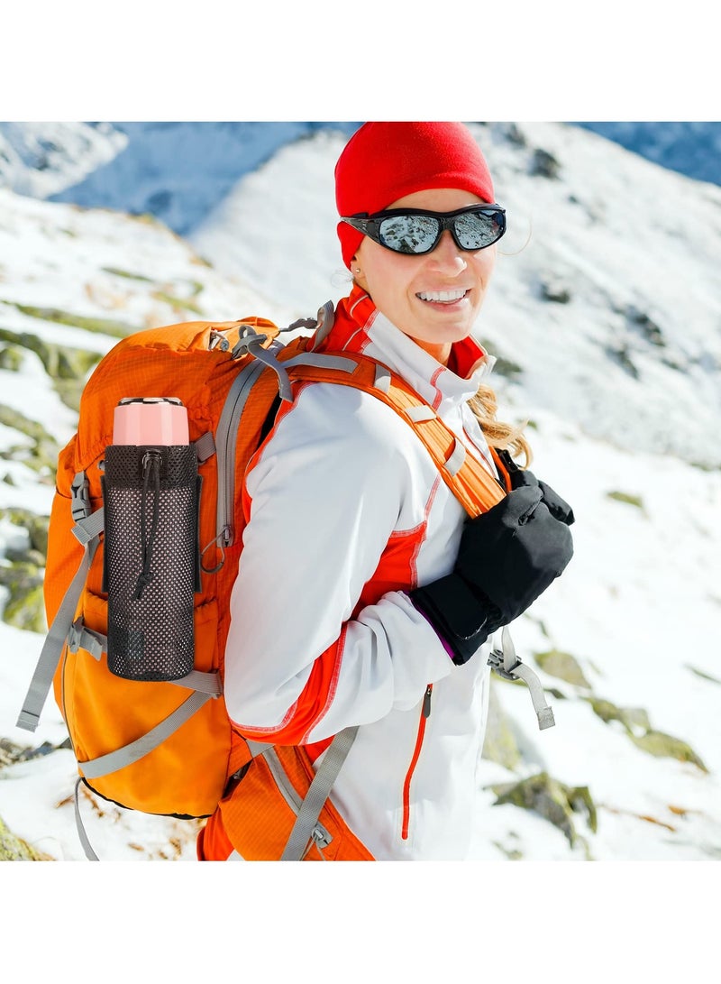 3 Pcs Adjustable Water Bottle Pouch, Molle Tactical Storage Mesh Bag For 17 Oz Drink Cup Lightweight Foldable Mesh Water Bottle Holder For Backpack Travel Bag (Brown, Army-Green, Black)