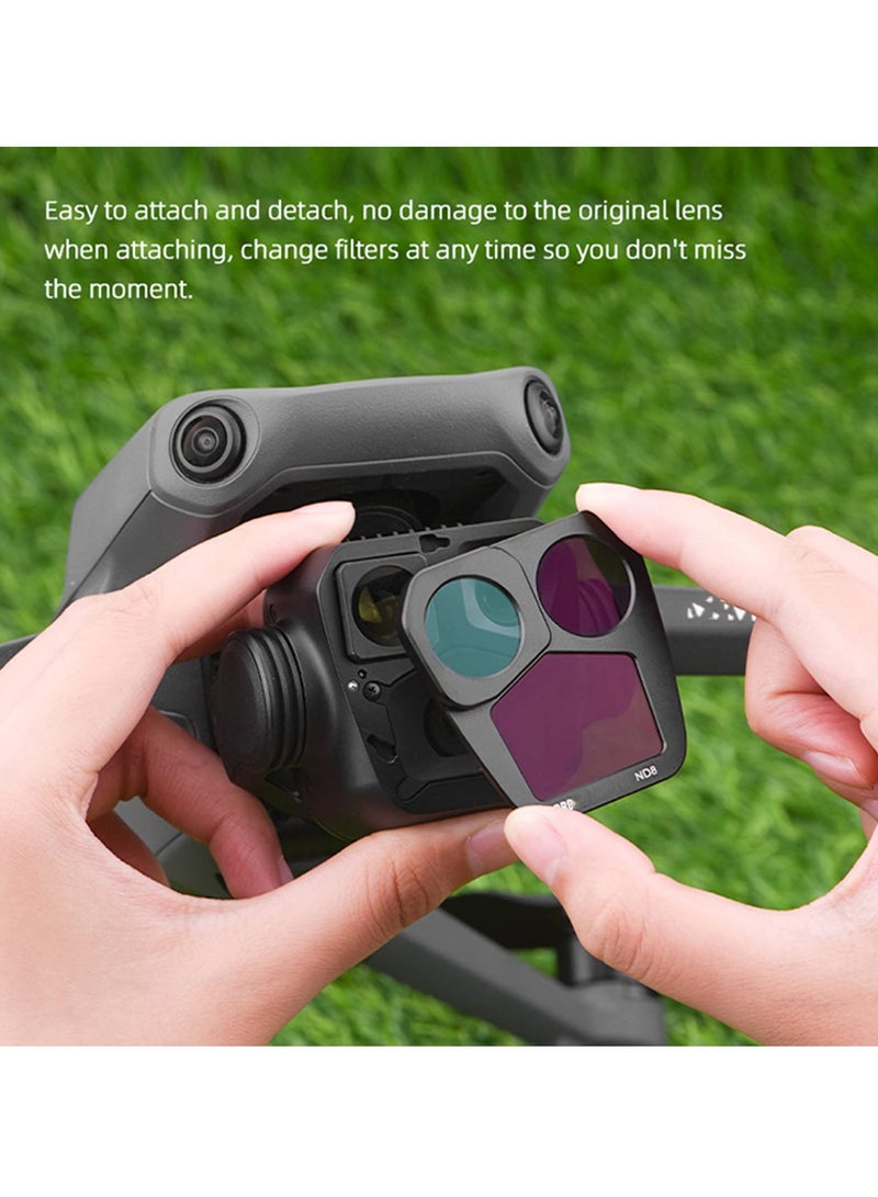 SYOSI ND Filter Set Compatible with DJI Mavic 3 Pro, 4 Pcs Polarizing Neutral Density Filters ND8, ND16, ND32, ND64 Variable ND Filter with Ultra Slim Frame Multi Coated HD Optical Glass