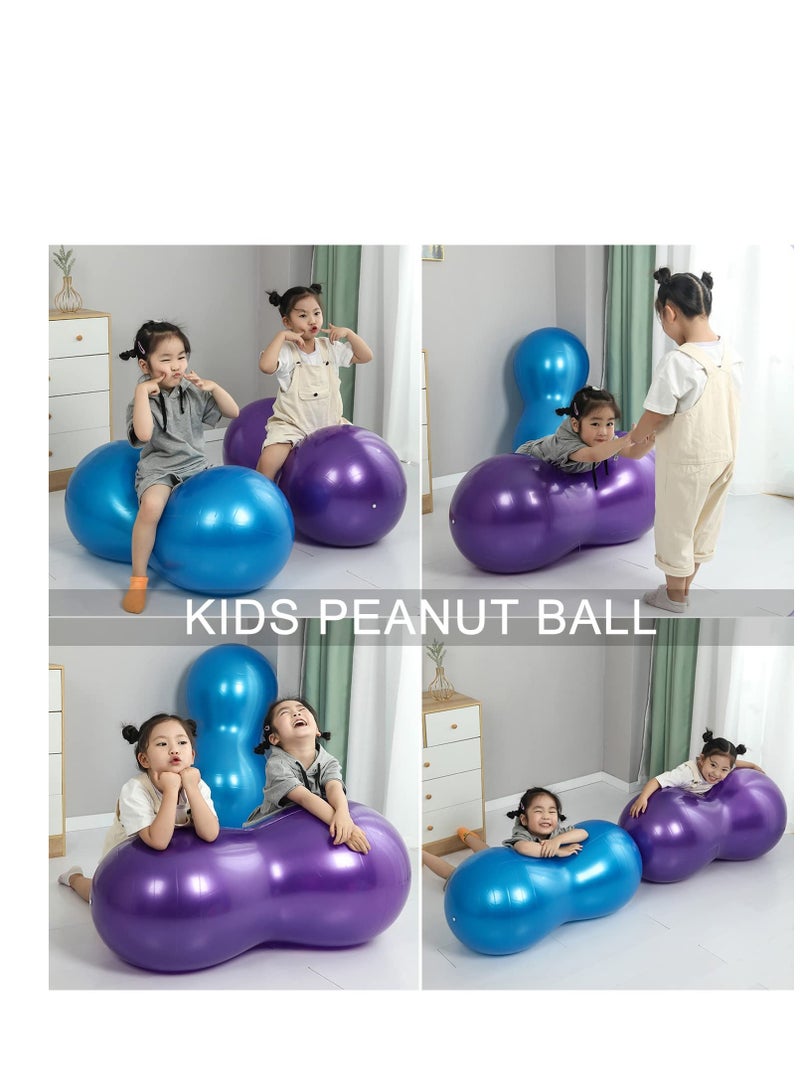 Peanut Ball, Exercise Yoga Balance Stability Sitting Ball, Anti Burst Exercise Ball for Labor Birthing, Kids Sensory Toys, for Home & Gym Fintness, Include Pump & Yoga Strap