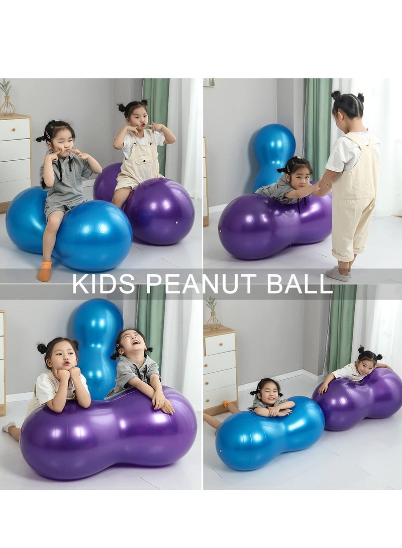 Peanut Ball, Exercise Yoga Balance Stability Sitting Ball, Anti Burst Exercise Ball for Labor Birthing, Kids Sensory Toys, for Home & Gym Fintness, Include Pump & Yoga Strap