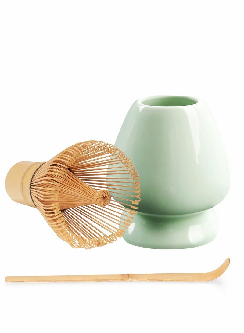 Japanese Tea Set, Traditional Matcha Tool Set, Matcha Ceremony Accessories, Matcha Blender, Blender, Tea Spoon (3 Piece Set, White)